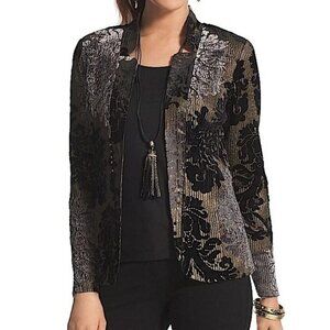 CHICO'S CRUSHED BURNOUT LONG SLEEVE LIGHTWEIGHT JACKET - SIZE 2 - FREE SHIPPING